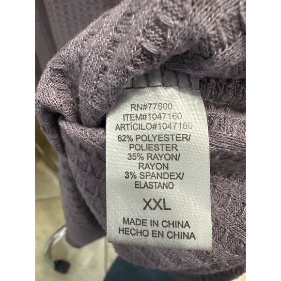 Chaser size XXL purple round neck waffle thermal wide cuff tunic top - Picture 5 of 7